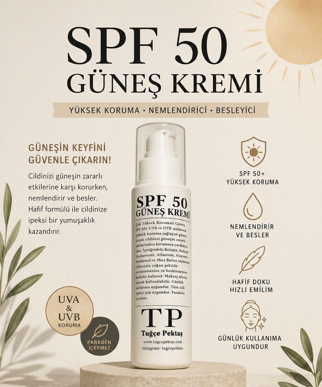 SPF 50+ Yüksek Koruma Güneş Kremi